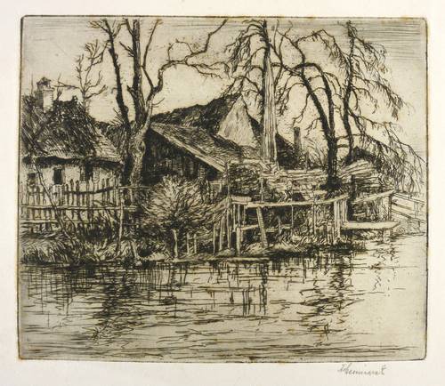 Hellingrath, Fritz von -  -  - Ohne Titel (Gehöft am Wasser)