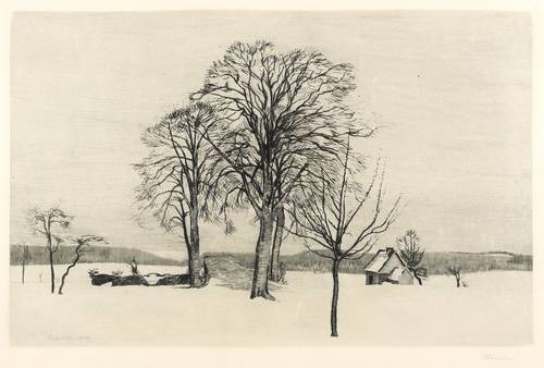 Leiber, Otto -  -  - Verschneite einsame Landschaft