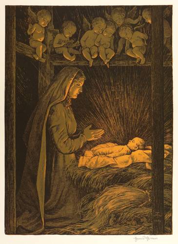 Thoma, Hans -  -  - Maria an der Krippe (Weihnachten)