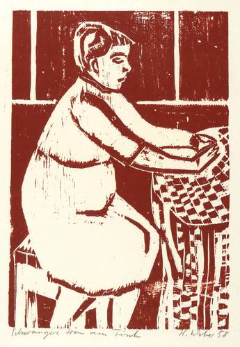 Weber, Horst -  -  - Schwangere Frau am Tisch