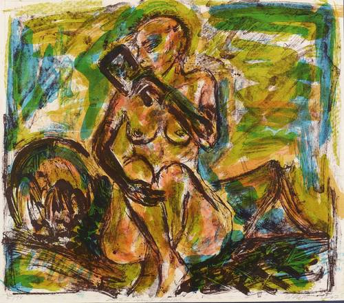 Wenzel, Jürgen -  -  - Akt mit Spiegel