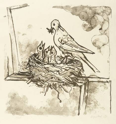 Hippold, Erhard -  -  - Fütternde Amsel