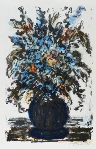 Schreiter, Elly -  -  - Blumen in dunkler Vase
