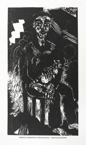 Campendonk, Heinrich -  -  - Sitzender Mann mit Katze auf dem Schoß