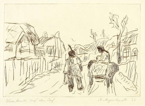 Augustinski, Michael -  -  - Ochsenkarren auf dem Dorf