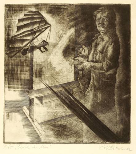 Böttcher, Wolfgang -  -  - Besuch der Muse (Selbstbildnis)