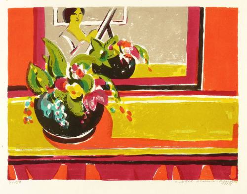 Blume-Benzler, Christel -  -  - Blumenbukett vor Spiegel