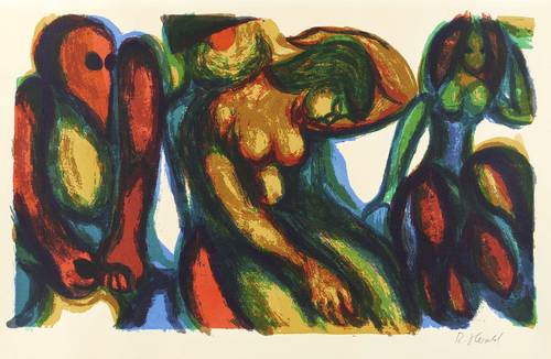 Herold, Rainer -  -  - Weiblicher Akt mit Figuren