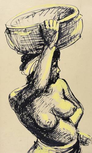 Diez, Christa -  -  - Halbakt einer Korbträgerin