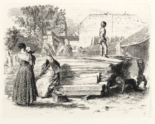 Menzel, Adolph von - Radir-Versuche - Radir-Versuche - Der Holzplatz