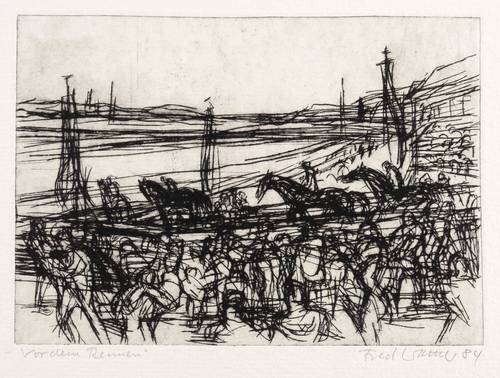 Walther, Fred -  -  - Vor dem Rennen (Rennbahn Seidnitz)