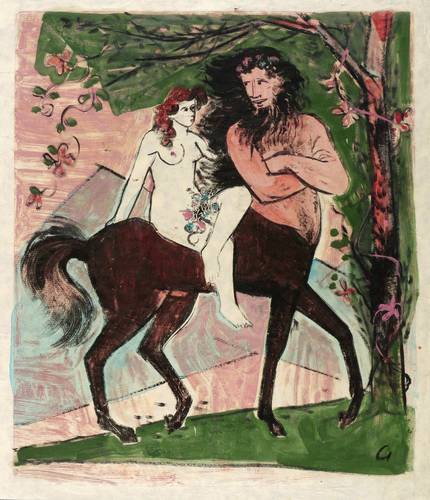 Deutscher Maler -  -  - Kentaur mit weiblichem Akt