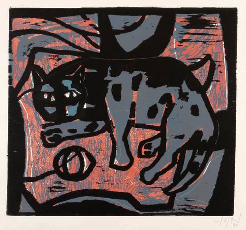 Tetzner, Heinz -  -  - Katze mit Wollknäuel