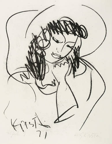 Schmidt-Kirstein, Helmut -  -  - Mädchen mit aufgestütztem Kopf