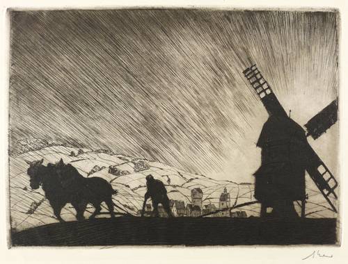 Erler, Georg -  -  - Pflügender Bauer (Fränkische Landschaft)