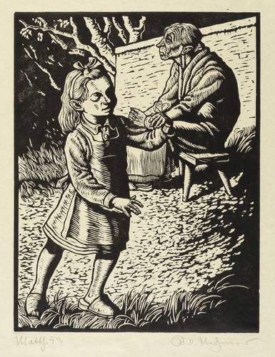 Nehmer, Rudolf - Die Bergpredigt - Die Bergpredigt - Mädchen mit Schmetterling (Selig, die arm sind vor Gott)