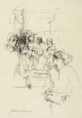 Kettner, Gitta -  -  - Lehrerin mit Buch vor Schulklasse