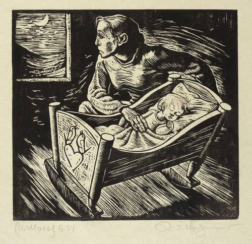 Nehmer, Rudolf - Die Bergpredigt - Die Bergpredigt - Mutter an der Wiege