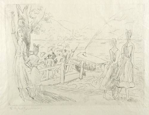 Großmann, Rudolf -  -  - Ausflügler an Dampferanlegestelle