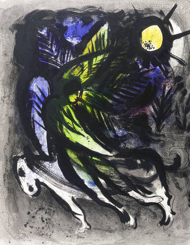 Chagall, Marc -  -  - L’ange survolant la forêt (Der Engel, der über den Wald fliegt)