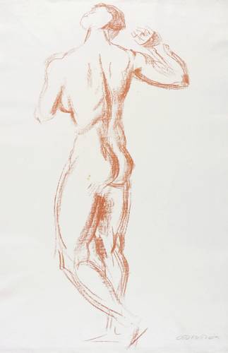 Hettner, Otto -  -  - Stehender weiblicher Rückenakt