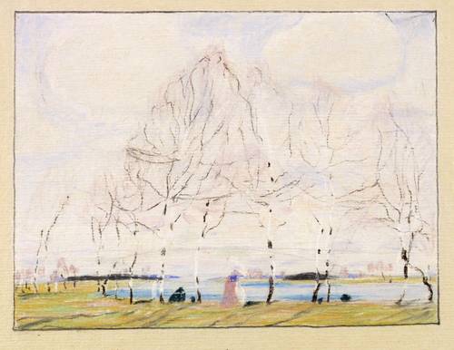 Jülich, Leopold -  -  - Birken am Seeufer