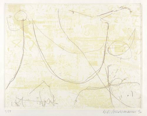 Biedermann, Wolfgang E -  -  - Ohne Titel (Kryptische Zeichen und Muster in Ocker)