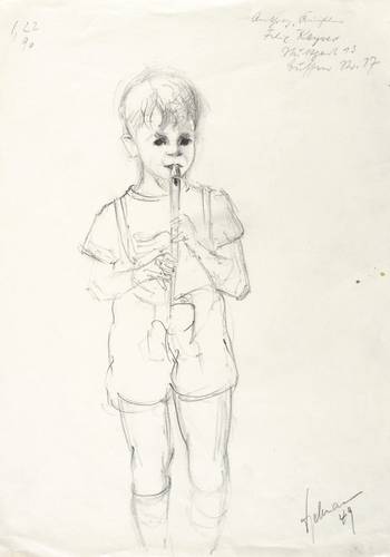 Engelmann, Wilhelm -  -  - Flöte spielender Junge