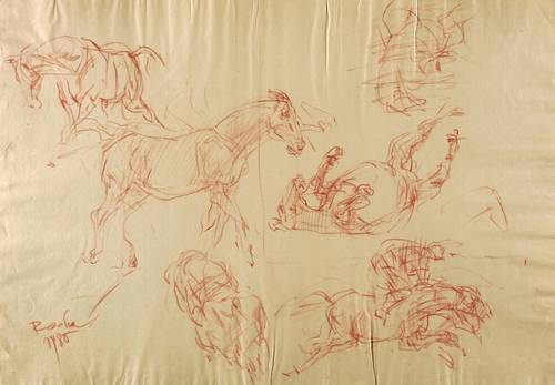 Rechn, Günther -  -  - Pferde (Großes Skizzenblatt)