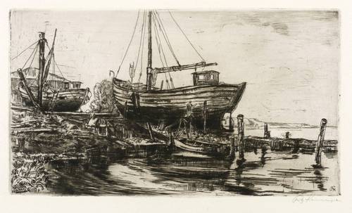 Kempe, Fritz -  -  - Schiffswerft an der Ostsee (Kurische Nehrung)