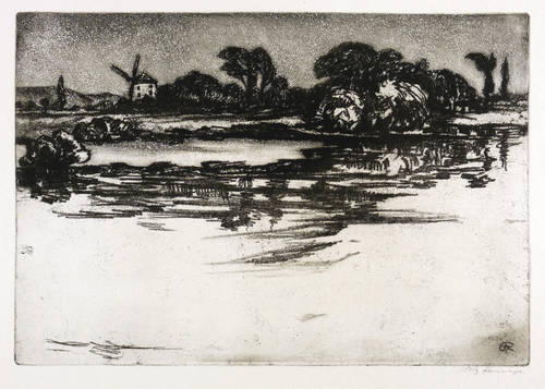 Kempe, Fritz -  -  - Gohliser Windmühle am Elbufer