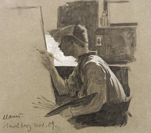 Deutscher Zeichner -  -  - Maler im Atelier (in Havelberg)