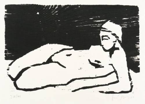 Dewerny, Luise -  -  - Liegender Akt am Strand