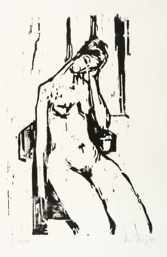 Dewerny, Luise -  -  - Sitzender Frauenakt, nachdenklich