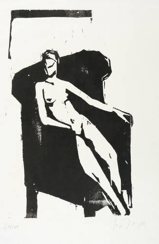 Dewerny, Luise -  -  - Akt im Ohrensessel