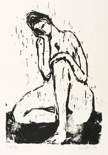 Dewerny, Luise -  -  - Hockender Akt