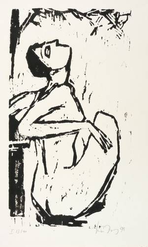 Dewerny, Luise -  -  - Unterm Baum sitzender Akt