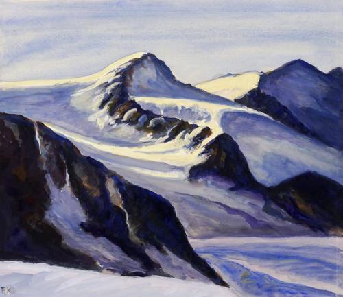 Kempe, Fritz -  -  - Schneebedeckter Alpengipfel im Abendlicht