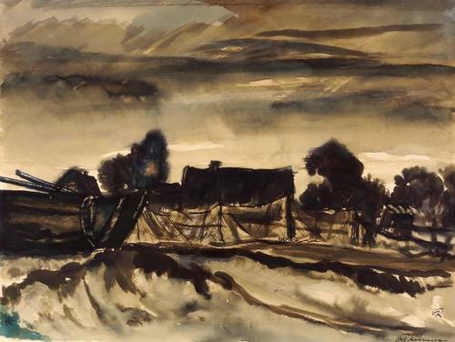 Kempe, Fritz -  -  - Nidden (Fischerhütten am Strand)