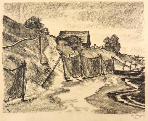 Kempe, Fritz -  -  - Trocknende Fischernetze am Strand von Nidden