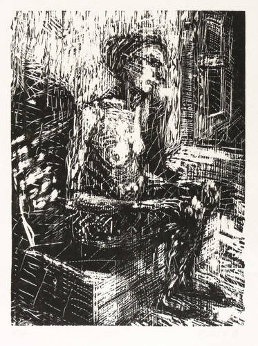 Wahle, Frank -  -  - Ohne Titel (Sitzender Akt)