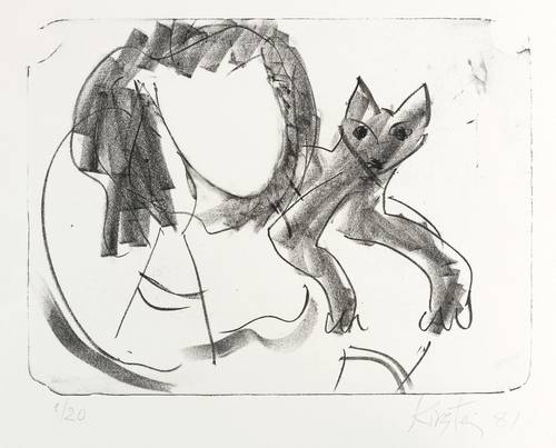 Schmidt-Kirstein, Helmut -  -  - Mädchen mit Katze