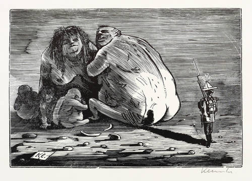 Klemke, Werner -  -  - Familie am Strand mit Zinnsoldat