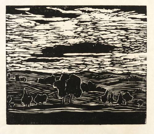 Meier, Ruth -  -  - Landschaft (Hügelland mit Bäumen)