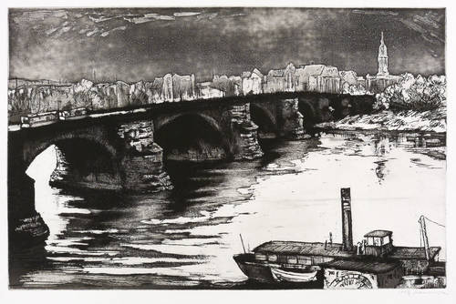 Kempe, Fritz -  -  - Neustädter Ufer mit Augustusbrücke (Dresden)