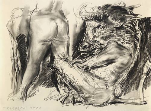 Triebsch, Hans Joachim -  -  - Frau und Stier