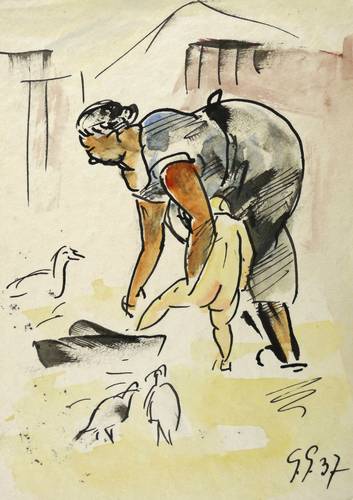 Gelbke, Georg -  -  - Bad im Hof (Rossitten)