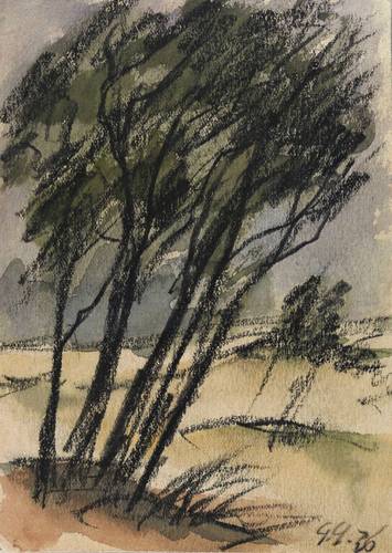 Gelbke, Georg -  -  - Baumgruppe im Sturm