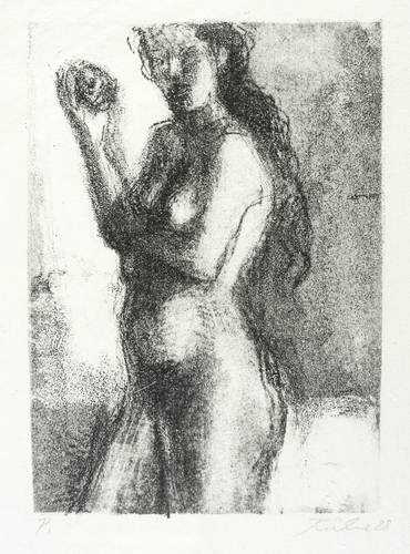 Kühne, Wolfgang -  -  - Stehender Akt mit Apfel