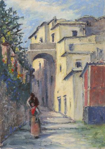 Deutscher Zeichner -  -  - Gasse in der Altstadt von Ravello